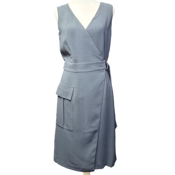 Polo Ralph Lauren Dresses & Skirts - Polo Ralph Lauren Wrap Dress Slate Blue Gray Sleeveless‎ Belted 6 NWT
